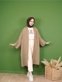 Resim CNG MODA Kadın Bej Ayrobin Kuşaklı Kimono Tyc00466809496 