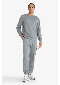 Resim Defacto Defactofit Standart Fit Bisiklet Yaka Sporcu Sweatshirt F2379ax25wngr455 Gri-gr455 