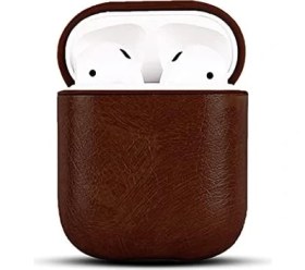 Resim Mcreative Apple Airpods 1/2 Uyumlu Deri Kılıf (Koyu Kahve) 