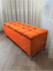 Resim Çizgi Kapitoneli Sandıklı Puf 110 Cm Gümüş Ayak Karışık 