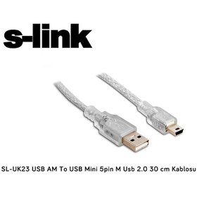 Resim S-link SL-UK23 Usb am To USB Mini 5pin m Usb 2.0 30 cm Kablosu 