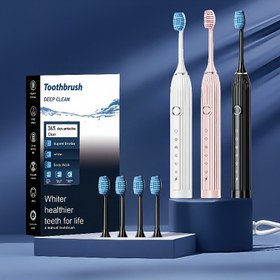 Resim Çiftler için Ses Dalgası Teknolojili Elektrikli Diş Fırçası - Yumuşak Kıllar, USB Şarj Edilebilir 500mAh Lityum Pil ile, Su Geçirmez Ağız Bakım Cihazı 