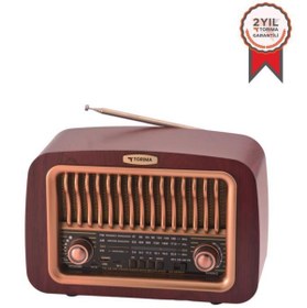 Resim Torima D-59 Kahverengi Nostalji Radyo Kablosuz Bluetooth Hoparlör 