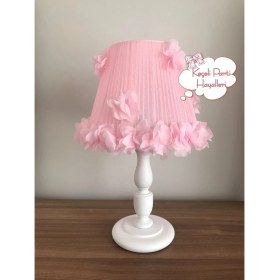 Resim Bebek Çocuk Odası Abajur Pembe Tül Çiçekli 