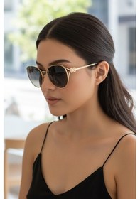 Resim Daniel Klein Dk4329-2 Siyah Gold Grace Round Modern Tasarım Premium Kadın Güneş Gözlüğü Gold 