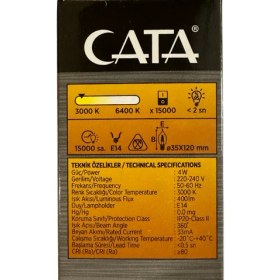 Resim Cata CT-4062 4W 3000K (Günışığı) E14 Duylu LED Kıvrık Buji (2 Adet) 