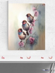 Resim Postermanya (pster1967) Pembe Kuşlar Hayvan Poster - Afiş - Dekoratif Duvar Posteri 90 x 130 