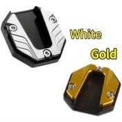 Resim Xuweiwei 2 Adet Premium Alüminyum Motorcycle Footrest Uzantı Plakaları Golden White Street Bike Yan Destek Braketleri 