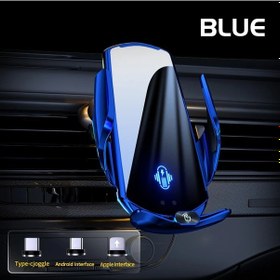 Resim Goldenqian Araç Kablosuz Telefon Tutucu 15 W Kablosuz Şarj Araba Hava Firar Telefon Montajı İphone 15 14 13 12 Xiaomi Samsung Blue Blue 