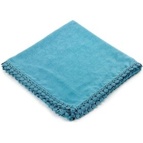 Resim Fistolu Desenli Kare Örtü Turkuaz 