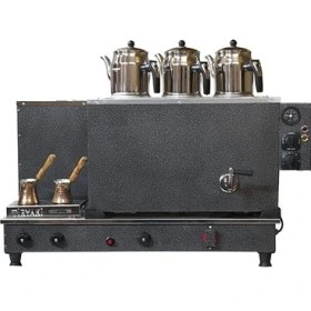 Resim Tiryaki 3 Demlikli Doğalgazlı Statik Boyalı Çay Kazanı + 3 Adet Çelik Demlik Çay Makinesi Çaycı Semaver 