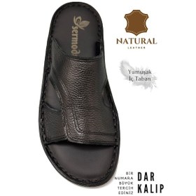 Resim Sermoda Hakiki Gerçek Deri Erkek Terlik Hafif Terlik Deri A. Şır Siyah A. Şır Siyah 