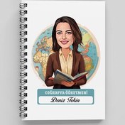 Resim Kadın Coğrafya Öğretmeni Karikatürlü Defter 