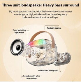 Resim Besthome1 K30 Pembe 2mikrofonlu Karaoke Hoparlör, Bluetooth 5.0, 6w Ses, Led Işık, Şarj Edilebilir Pil 