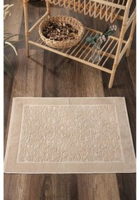 Resim Damask Desenli Ayak Havlusu 1 Adet - 60x100 Cm Yumuşak Paspas - %100 Pamuk Cappuccıno Cappuccino 