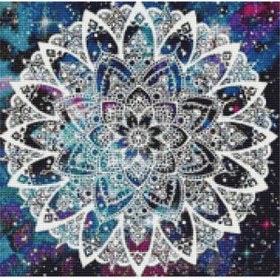 Resim MOVAS Sanat Oya Desenli Mandala | Elmas Mozaik Tablo | Mozaik Puzzle | 45x45 | E20201398m 