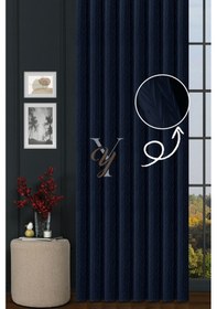 Resim İthal Kadife Fon Perde Plise 01 V-317 Lacivert Lacivert 
