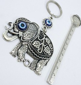 Resim Büyük Metal Fil Nazar Boncuklu Anahtarlık, Hediyelik Aksesuar 