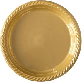 Resim Kullan At Altın Renkli Parti Davet Plastik Tabak - 22 Cm. - 24 Adetlik Paket 