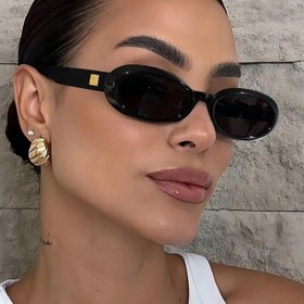 Resim 1 Adet Kadınlar İçin Şık Siyah Oval Moda Gözlükleri - Altın Tonlu Aksanlı Vintage Modern Akrilik Çerçeve, Günlük Stil için Moda Gözlük 