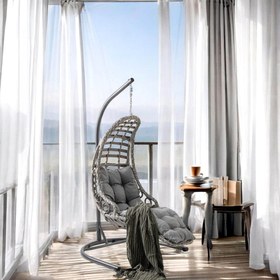 Resim Capri Swing Bodrum Tekli Rattan Bahçe Salıncağı | Balkon Salıncağı - Açık Kahve 