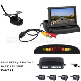 Resim Oto Geri Görüş Kamera 4.3 inç Geri Görüş Mönitörü+ Park Sensörü 