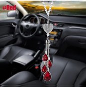 Resim Bling Araba Kolye Kristal Top Ve Düşme Araba Çekici Arka Görüş Aynası Dekorasyonu Red 1 Piece Set 