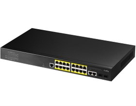 Resim Cudy GS2018PS2 2SFP,2Uplink,1Consol,16 Port L2 Yönetilebilir Gigabit Metal Switch Siyah 