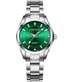 Resim Tenfowee Kadınlar Klasik Kol Saati, Piyade Çelik Kayışlı, Lüminesan İğneli, 30m Su Geçirmez, Yeşil Kol Saati Mineral Cam, Kuartz Hareketli Çok Renkli 