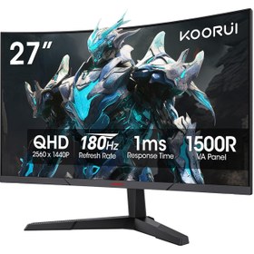 Resim Koorui 1ms 180Hz 27'' 2560x1440 QHD Curved Gaming Monitör 27E6QCA 