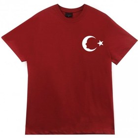 Resim Gazi Mustafa Kemal Atatürk Baskılı T-shirt KIRMIZI 2XL 