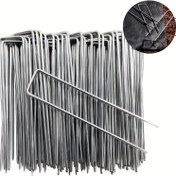 Resim 30'lu Galvanizli Metal Bahçe Çivileri, Çim Engeli Kumaş, Sulama Boruları, Çitler, Brandalar, Dış Mekan Işıkları için Çok Amaçlı Peyzaj Zemin Çivileri 