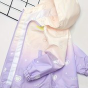 Resim Kızlar için Şık Gradyan Kapüşonlu Ceket - Fermuarlı, Uzun Kollu ve Polyester Kumaşlı Günlük İlkbahar/Sonbahar Dış Giyim 