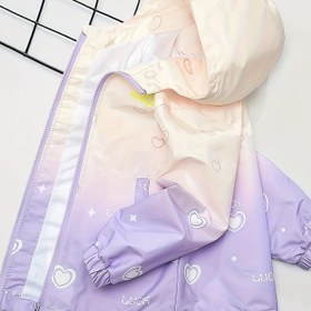 Resim Kızlar için Şık Gradyan Kapüşonlu Ceket - Fermuarlı, Uzun Kollu ve Polyester Kumaşlı Günlük İlkbahar/Sonbahar Dış Giyim 
