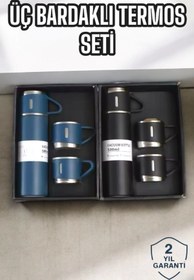 Resim Genel Markalar Şık ve Dayanıklı 3 Bardaklı Termos Seti Uzun Süre Isı Koruma Özellikli 