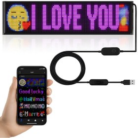 Resim Rgb Led Dijital Ekran App Kontrollü Kumandalı Led Animasyon 37cm 