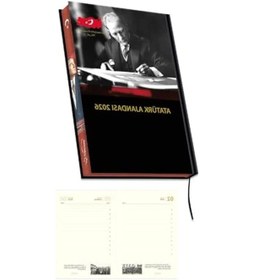 Resim 17x24 Cm Yıllık Atatürk Ajandası, Kenar Boyalı, 2026 Model Açık Gri 