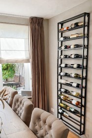 Resim Duvara Monte 13 Katlı Şarap Rafı Metal Şaraplık 