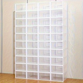 Resim 1/8/12 adet Şeffaf Plastik Ayakkabı Kutusu, Spor Ayakkabıları Organize Etmek İçin Dolaba Yerleştirilebilir, Yerden Tasarruf Sağlayan Yığınlanabilir, Ev Organizasyonu Sepetleri, Kutular ve Kaplar 