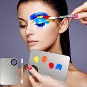 Resim 2'li/4'lü 2'si-1 Arada Makyaj Karıştırma Paleti, Paslanmaz Çelik Fondöten ve Göz Farı Paleti, Blending için, Tırnak Sanatı ve Kozmetik Tutucu 