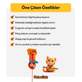 Resim PetzzCats Cherry Matatabi ve Çıngırak Sesli Kedi Oltası Oyuncağı Turuncu 42 Cm 