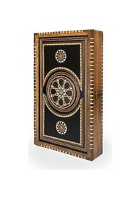 Resim Helena Wood Art Genius El Oyması Ahşap Tavla Seti Siyah 