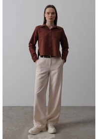 Resim Defymoda Kemerli Palazzo Pantolon - Pudra Pudra 