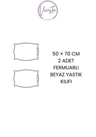 Resim 2 Li Lila Yastık Kılıfı Seti 50x70 Cm Yumuşak Dokulu, Şık Ve Dayanıklı Kumaş Beyaz 