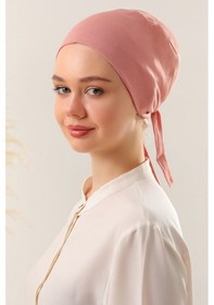 Resim Melodi Scarf Dikişsiz Penye Bone Pudra Pudra 