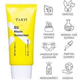 Resim Tiam b3 niacin sunscreen spf50+ pa++++ leke karşıtı güneş kremi 50ml 