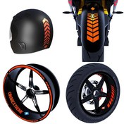 Resim Moto Rider Floresan Turuncu İç Dış Jant Şeridi Kask ve Çamurluk 4'lü Sticker Seti Çınar Extreme