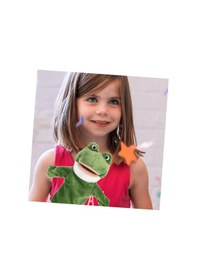 Resim Kurbağa El Kuklası Çalışan Ağızlı Çocuk Peluş El Kuklaları Yeşil 