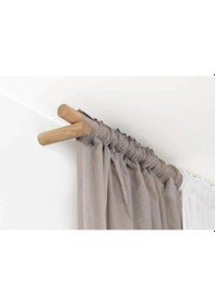 Resim Masif Ahşap Perde Askısı Rustik Naturel Ahşap Boru 100 Cm 