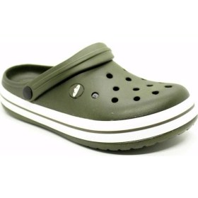 Resim Akınalbella bella Doremor Haki Beyaz Sabo Crocs Modeli Terlik Hastane Terliği Hemşire Doktor Terliği 